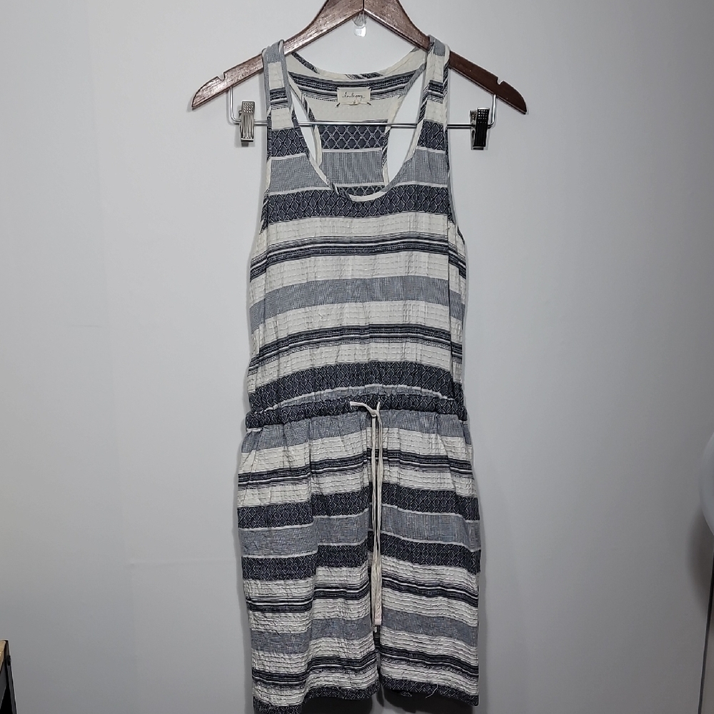 Lou & Grey Navy and Cream Striped Tribal Cotton Dress